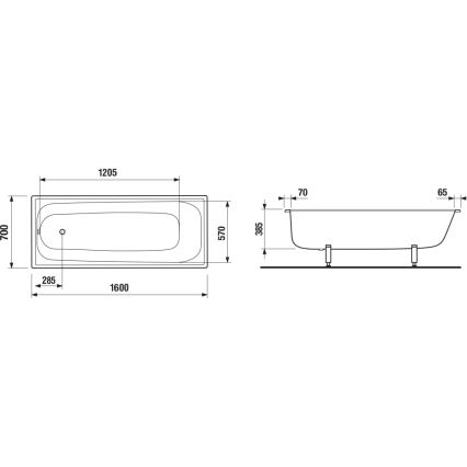 JIKA H2340600000001 - Vann RIGA 160x70 teras/valge