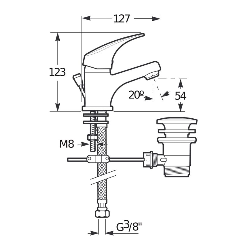 JIKA H3111N10041111 - Valamu segisti + ülevooluga äravool TALAS 12,3 cm läikiv kroom