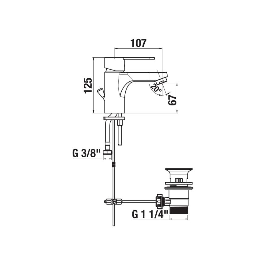 JIKA H3111Z10041111 - Valamu kraan + äravool koos ülevooluga LYRA 12,5 cm läikiv kroom
