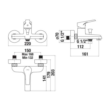 JIKA H3211W70044001 - Vannisegisti CUBE läikiv kroom