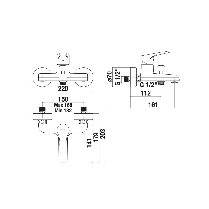 JIKA H3211W70044001 - Vannisegisti CUBE läikiv kroom
