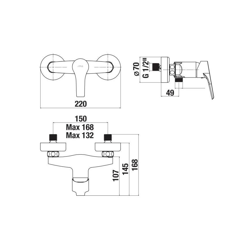 JIKA H3311W70044001 - Dušisegisti CUBE läikiv kroom