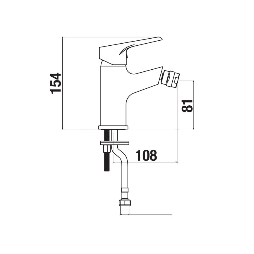 JIKA H3411W10041101 - Bidee kraan CUBE 15,4 cm läikiv kroom