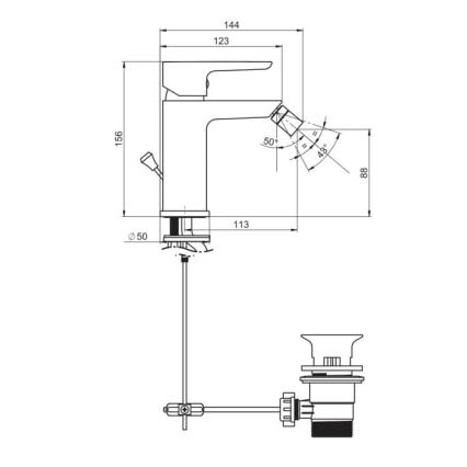 JIKA H3412H10041101 - Bidee kraan PONTA 15,6 cm läikiv kroom