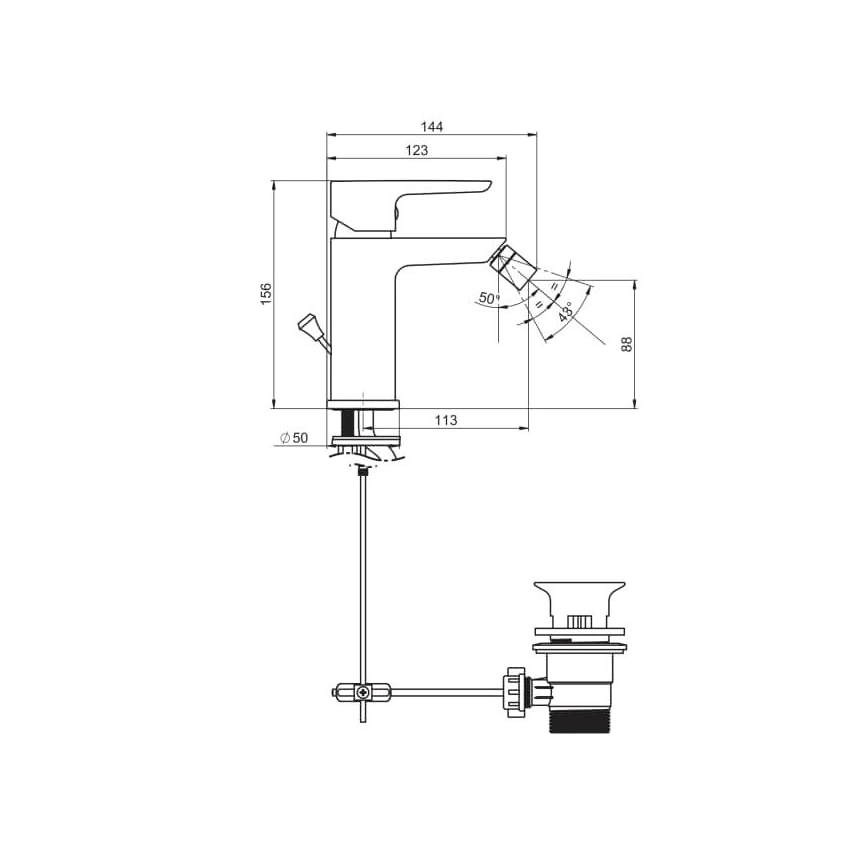JIKA H3412H10041101 - Bidee kraan PONTA 15,6 cm läikiv kroom