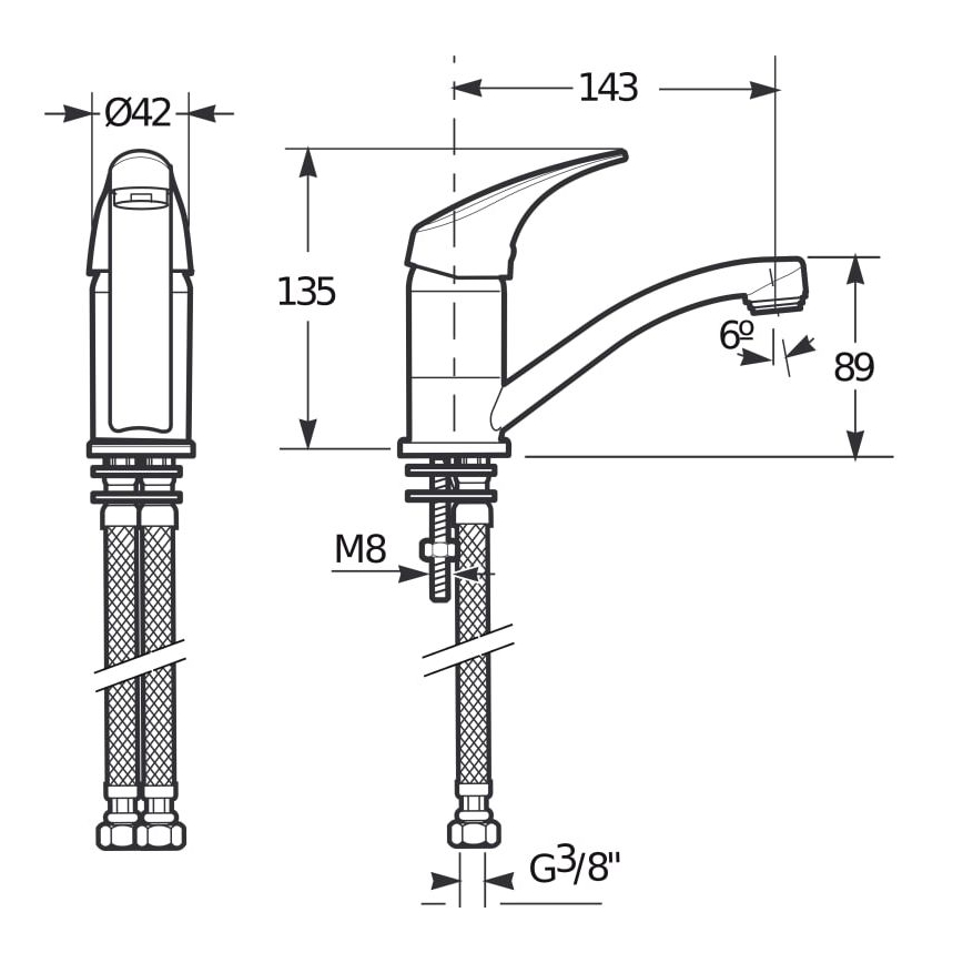 JIKA H3511N10042201 - Valamu kraan TALAS 13,5 cm läikiv kroom
