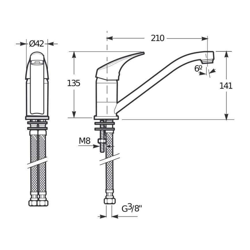 JIKA H3511N10042301 - Valamu kraan TALAS 13,5 cm läikiv kroom