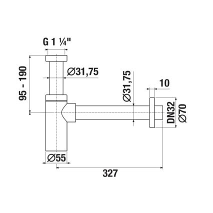JIKA H3741R00040001 - RIO ümmargune valamu sifoon, läikiv kroom