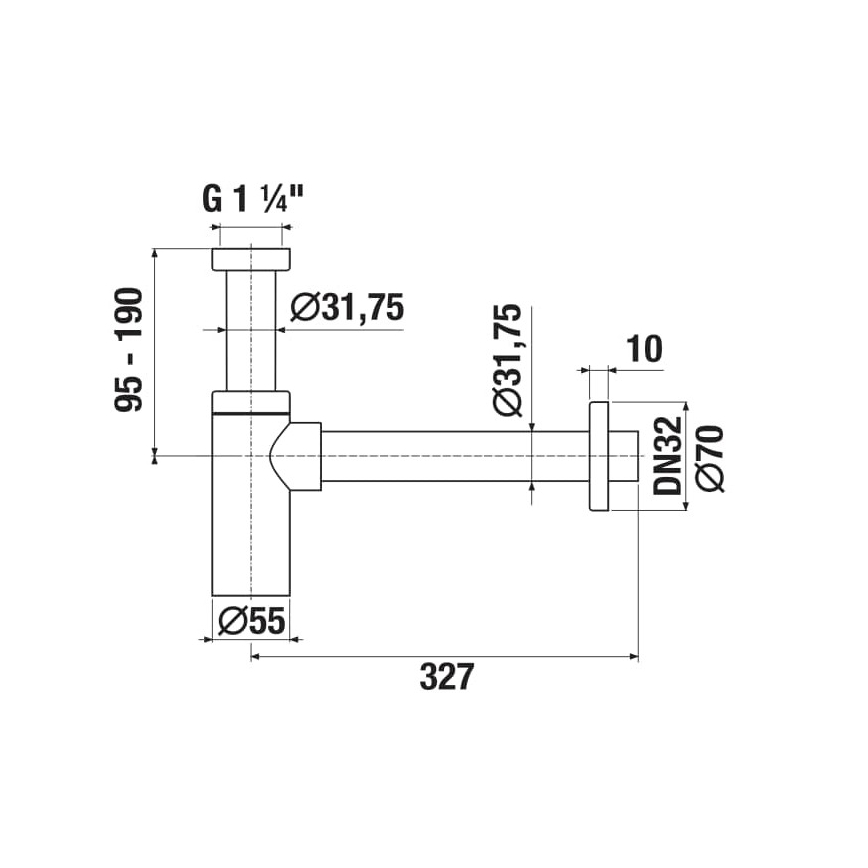 JIKA H3741R00040001 - RIO ümmargune valamu sifoon, läikiv kroom