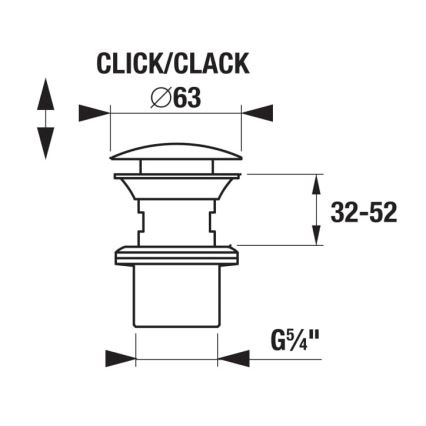 JIKA H3917100040001 - Valamu äravool CLICK-CLACK, läbimõõt 6,3 cm, läikiv kroom