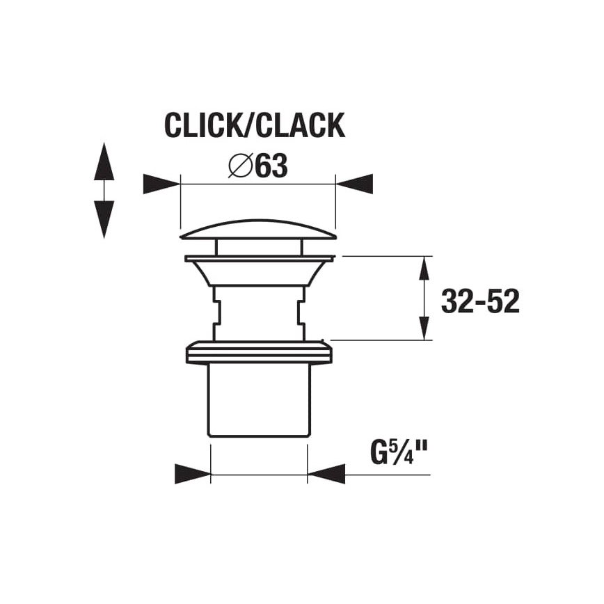 JIKA H3917100040001 - Valamu äravool CLICK-CLACK, läbimõõt 6,3 cm, läikiv kroom