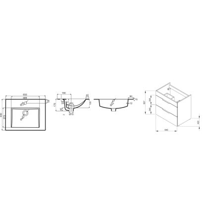 JIKA H4536021763521 - CUBE vannitoakapp valamuga 60,7x65 cm must