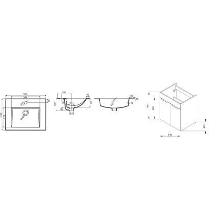 JIKA H4536121763001 - Vannitoakapp CUBE koos valamu 60,7x55 cm, valge