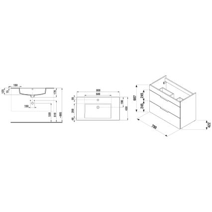 JIKA H4537621763001 - Vannitoakapp CUBE 80 cm koos valamuga, valge