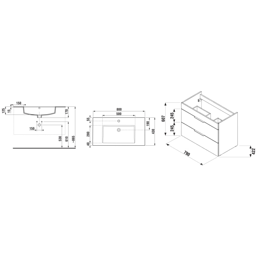 JIKA H4537621763001 - Vannitoakapp CUBE 80 cm koos valamuga, valge