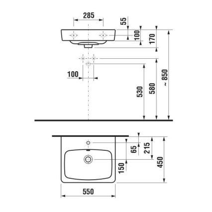 JIKA H8103810001041 - Seinale kinnitatav valamu LYRA 55x45 cm keraamika/valge