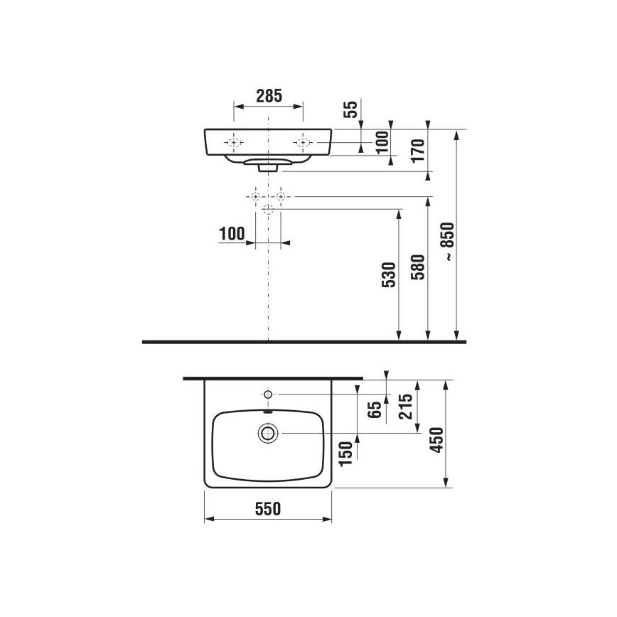 JIKA H8103810001041 - Seinale kinnitatav valamu LYRA 55x45 cm keraamika/valge