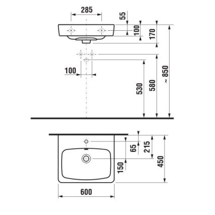 JIKA H8103820001041 - Seinale kinnitatav valamu LYRA 60x45 cm keraamika/valge