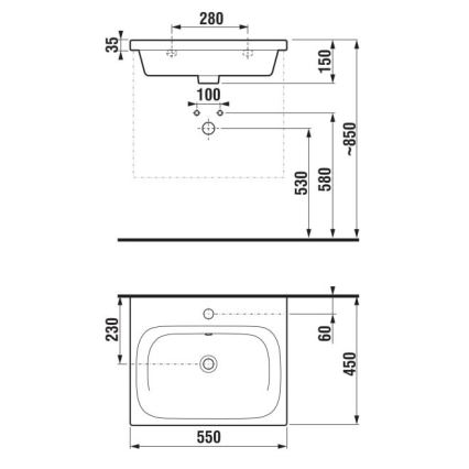 JIKA H8127127161041 - Seinale kinnitatav valamu MIO 55x45 cm keraamika/matt must