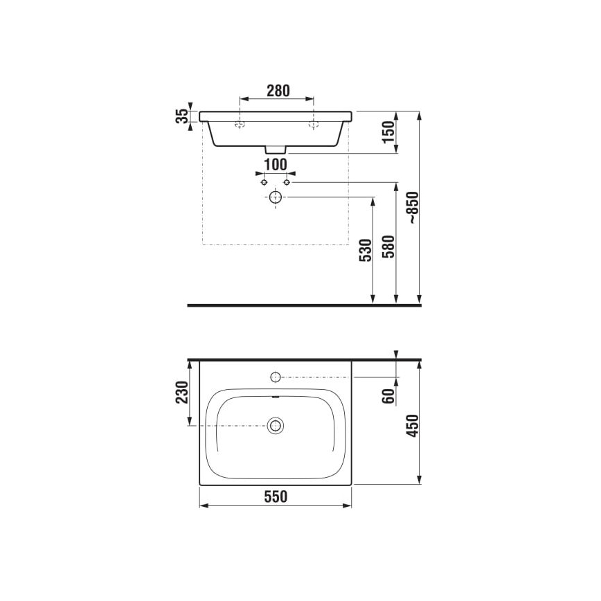 JIKA H8127127161041 - Seinale kinnitatav valamu MIO 55x45 cm keraamika/matt must