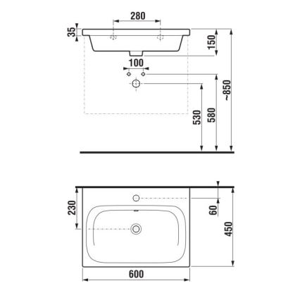 JIKA H8127130001041 - Seinale kinnitatav valamu MIO 60x45 cm keraamika/valge