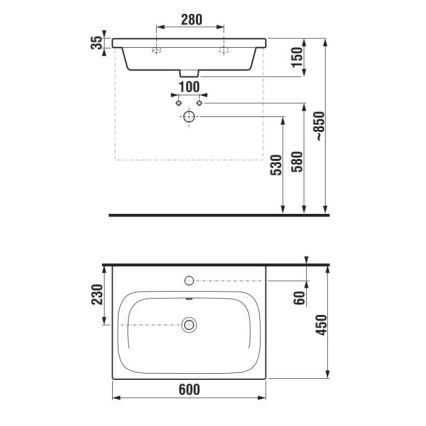 JIKA H8127137161041 - Seinale kinnitatav valamu MIO 60x45 cm keraamika/matt must