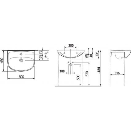 JIKA H8133830001041 - Süvistatav valamu LYRA 60x46 cm keraamika/valge