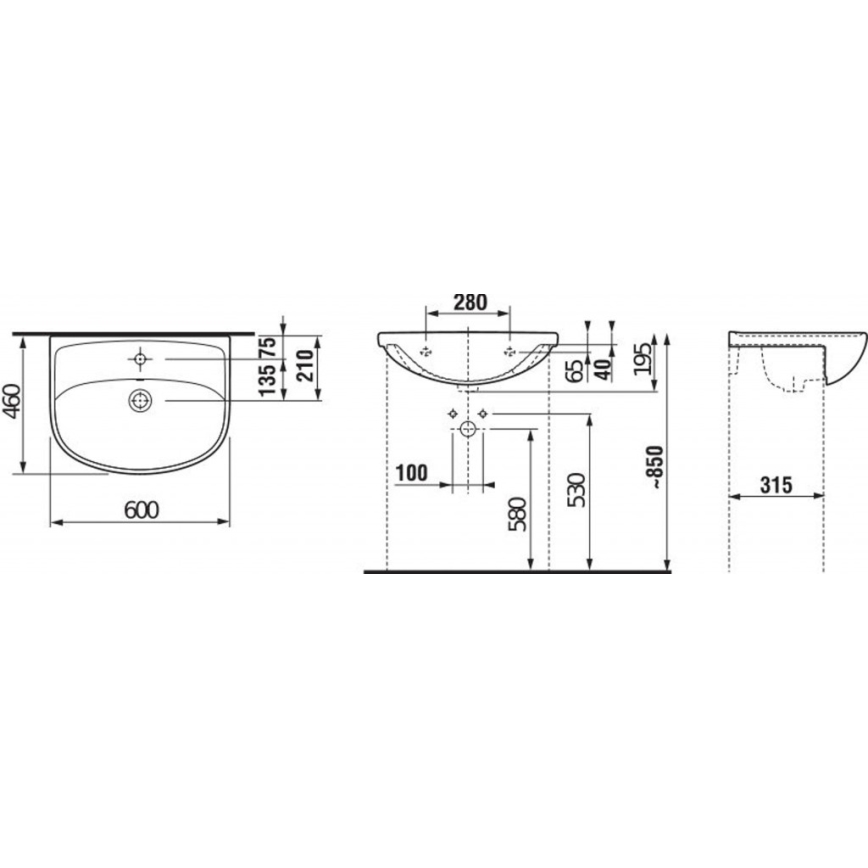 JIKA H8133830001041 - Süvistatav valamu LYRA 60x46 cm keraamika/valge