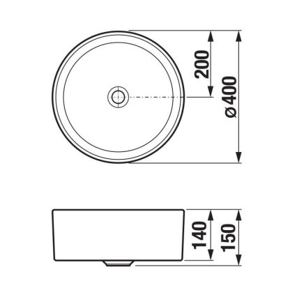 JIKA H8184207161121 - Lauaplaadi valamu CUBITO läbimõõduga 40 cm, keraamika/matt must
