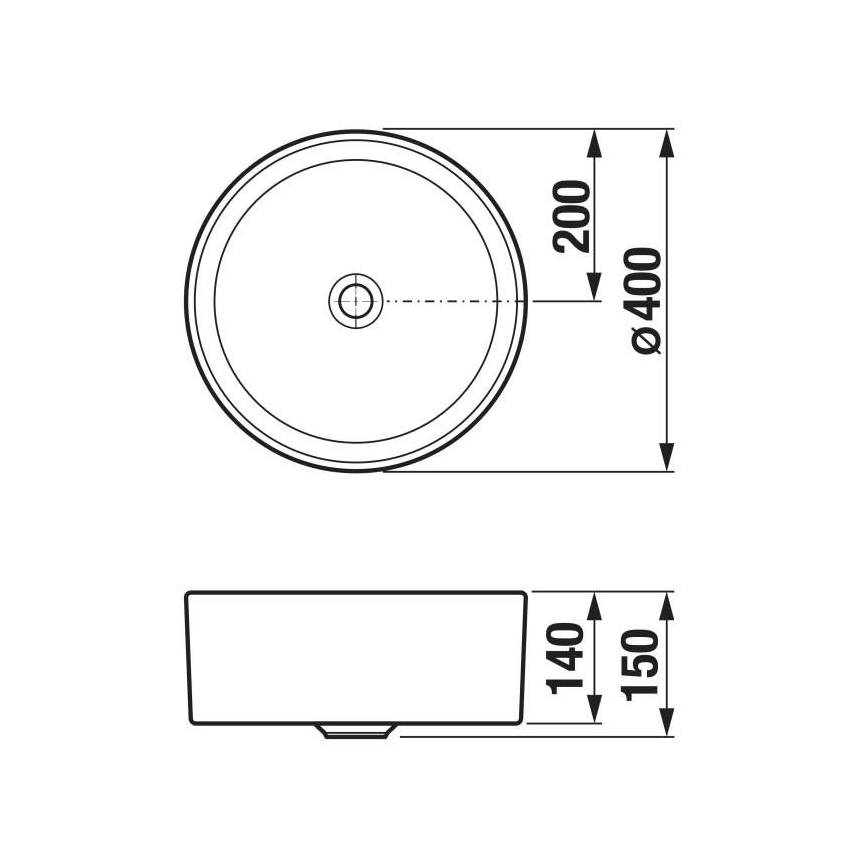 JIKA H8184207161121 - Lauaplaadi valamu CUBITO läbimõõduga 40 cm, keraamika/matt must