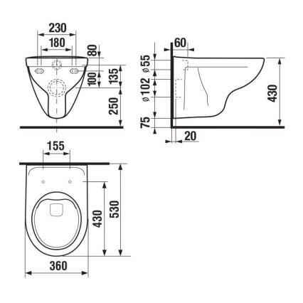 JIKA H8213840000001 - Riputatav WC-pott LYRA keraamika/valge
