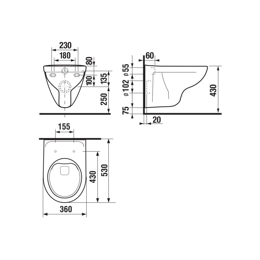 JIKA H8213840000001 - Seinale kinnitatav WC LYRA keraamika/valge