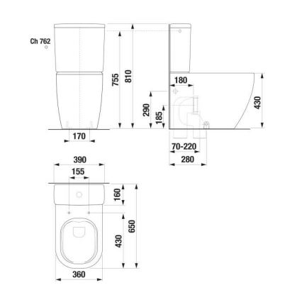 JIKA H8297120007621 - MIO keraamiline WC-loputuspaak, valge