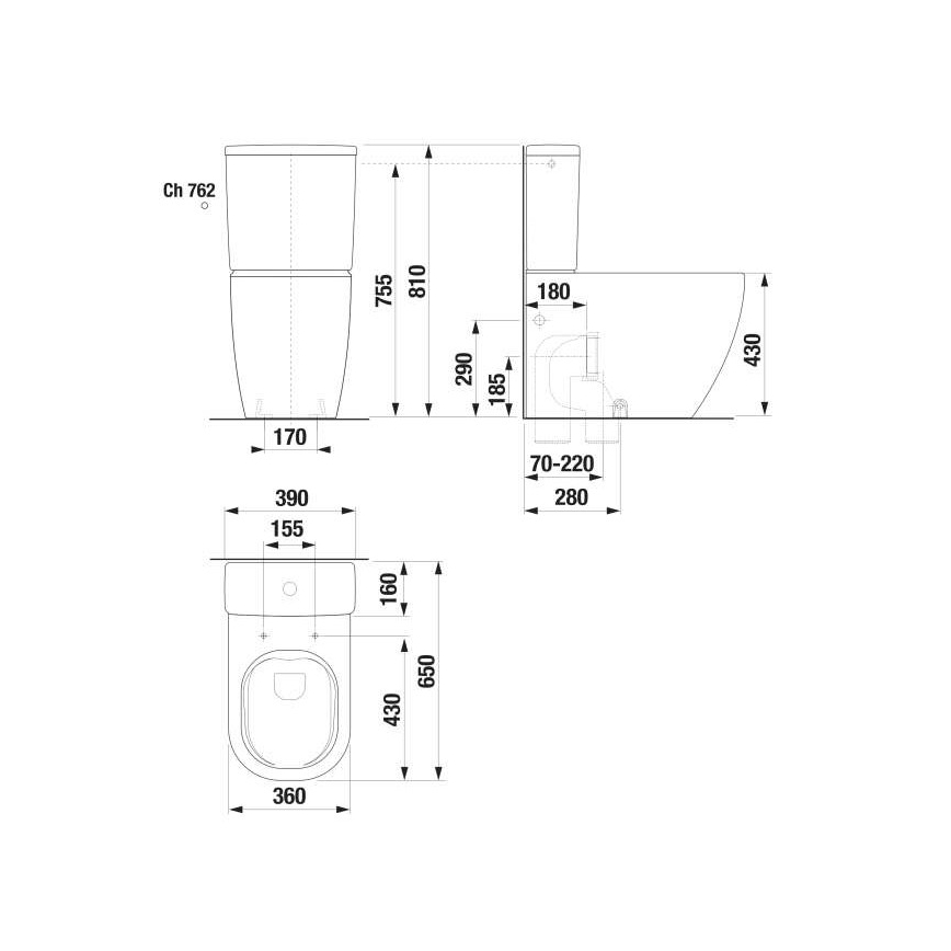 JIKA H8297120007621 - MIO keraamiline WC-loputuspaak, valge