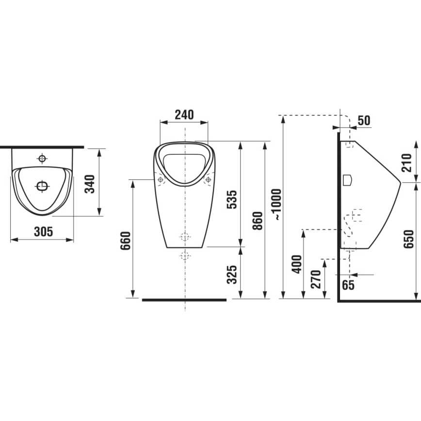 JIKA H8430610000001 - Pissuaar GOLEM sisemine veesissevool, tagumine äravool keraamika/valge