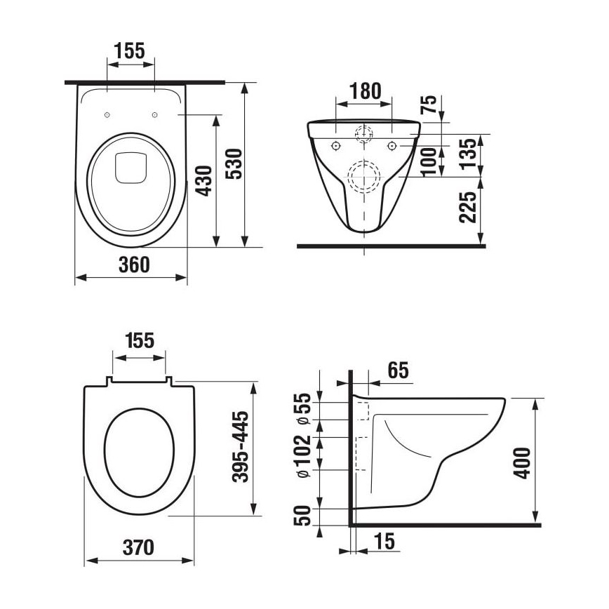 JIKA H8663800000001 - Seinakinnitusega WC LYRA keraamika/valge + WC-poti kaas SoftClose LYRA duroplast/valge