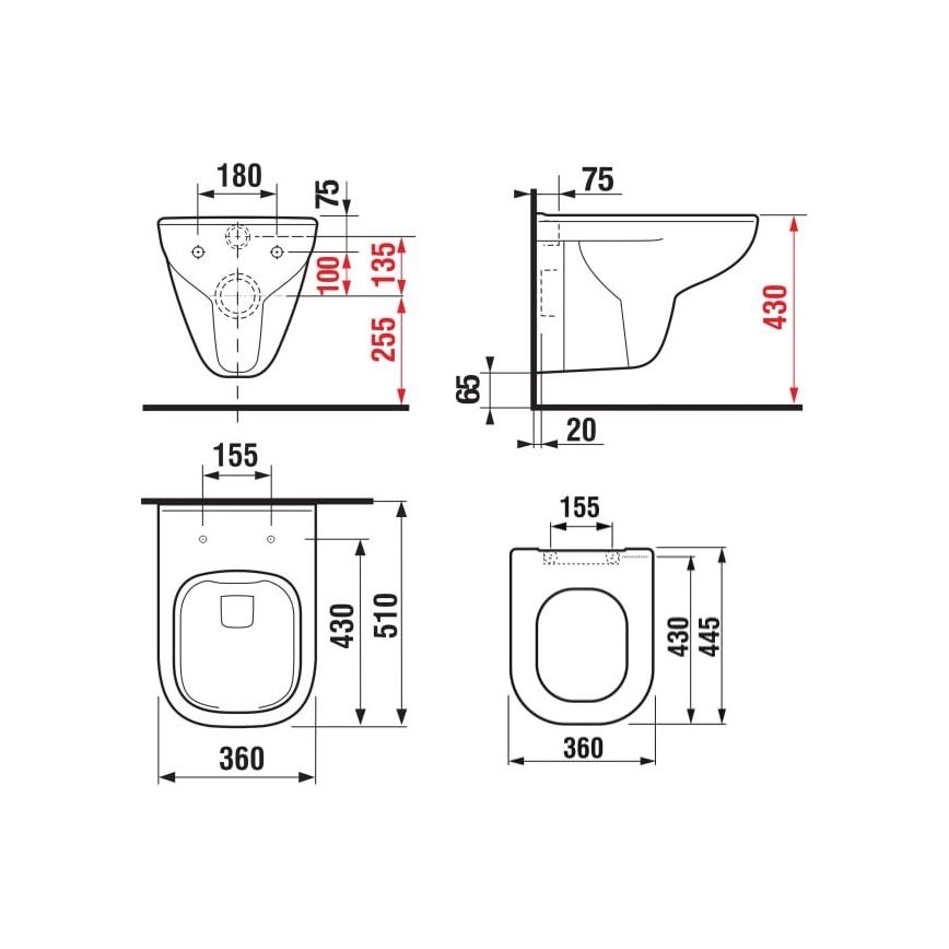 JIKA H8666140000001 - seinale kinnitatav WC-pott DEEP, keraamika/valge + SoftClose WC-kaas DEEP, duroplast/valge
