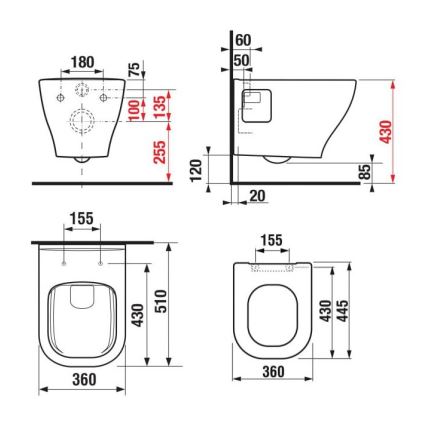 JIKA H8666160000001 - Seinale riputatav WC DEEP, keraamika/valge + WC-poti kaas SoftClose DEEP, duroplast/valge