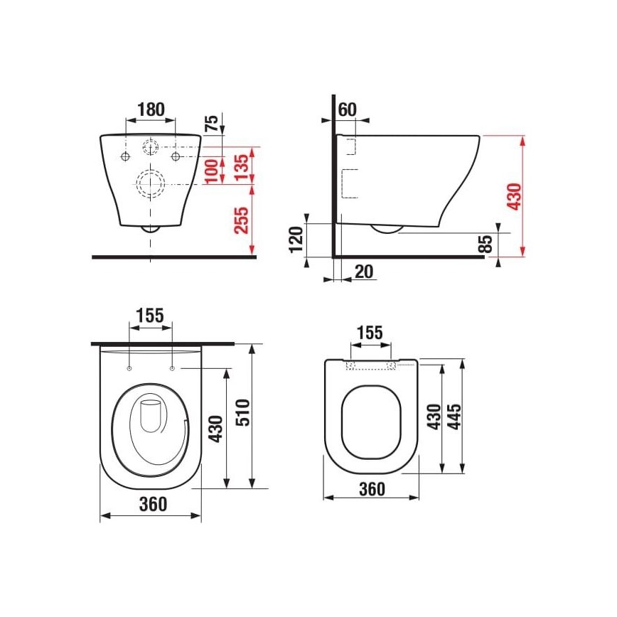 JIKA H8666180000001 - Seinale kinnitatav tualettpott DEEP, keraamika/valge + SoftClose istumiskaas DEEP, duroplast/valge