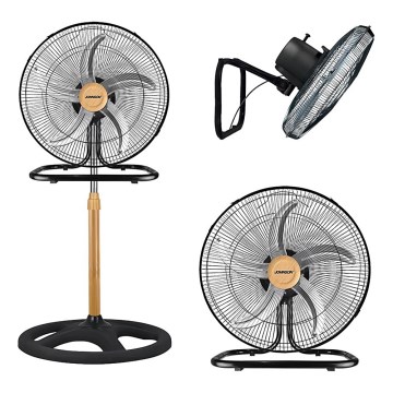 JOHNSON - Põrandaventilaator 3-ühes WOOD 80W/230V läbimõõt 50 cm must/beež