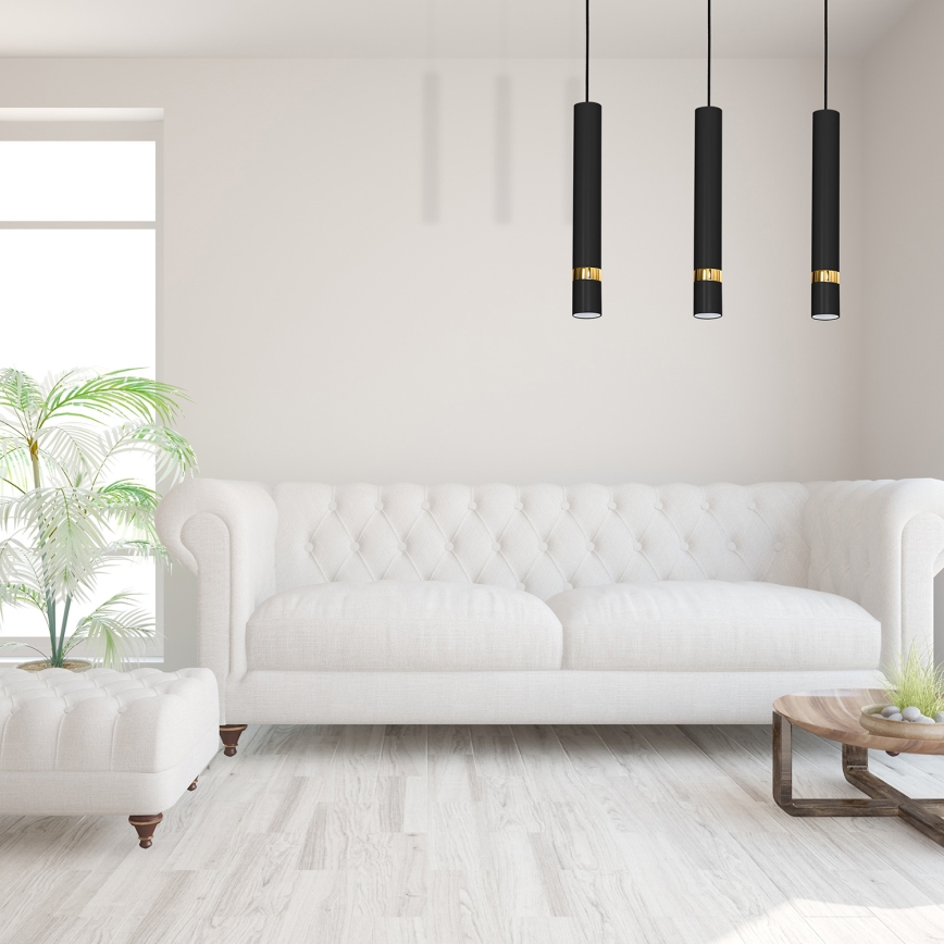 JOKER kaabliga ripplühter 3xGU10/25W/230V must/kuldne