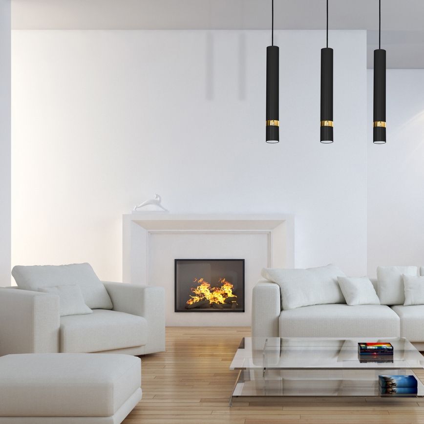 JOKER kaabliga ripplühter 3xGU10/25W/230V must/kuldne