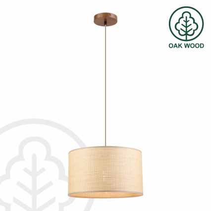 Juhtmega ripatslamp AIDA 1xE27/15W/230V, läbimõõt 35 cm, tamm/rafia
