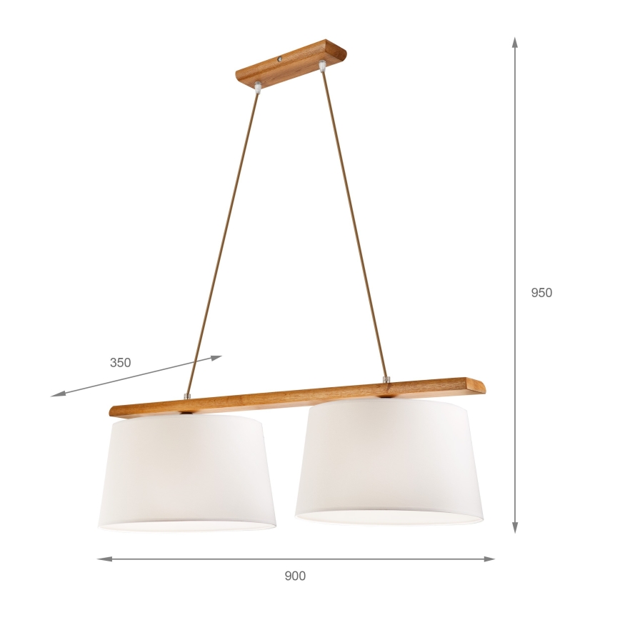 Juhtmega ripplamp AIDA 2xE27/60W/230V, läbimõõt 35 cm, tammeviimistlus