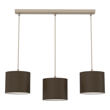 Juhtmega ripplamp ARDEN 3xE27/15W/230V beež/pruun