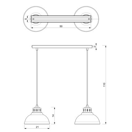 Juhtmega ripplamp SVEN 2xE27/15W/230V, bordoo