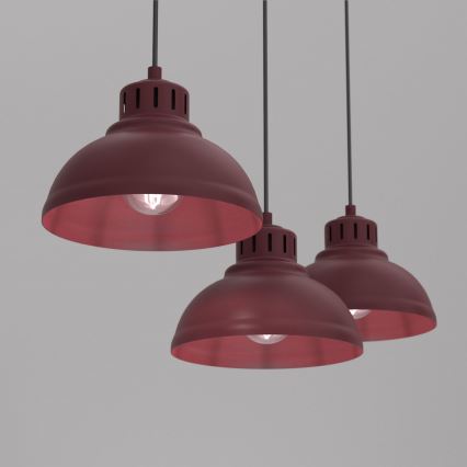 Juhtmega ripplamp SVEN 3xE27/15W/230V burgundipunane