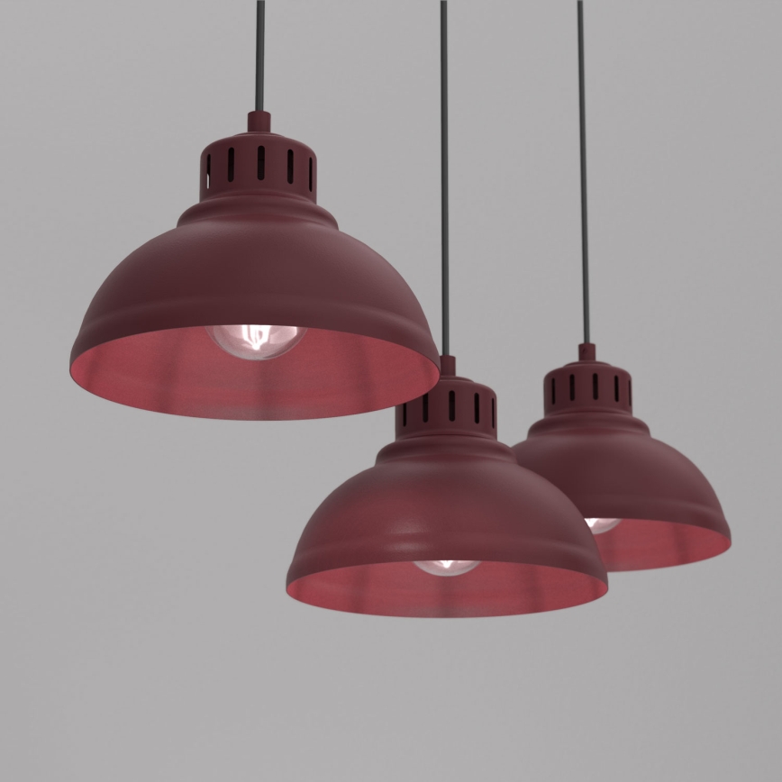 Juhtmega ripplamp SVEN 3xE27/15W/230V burgundipunane