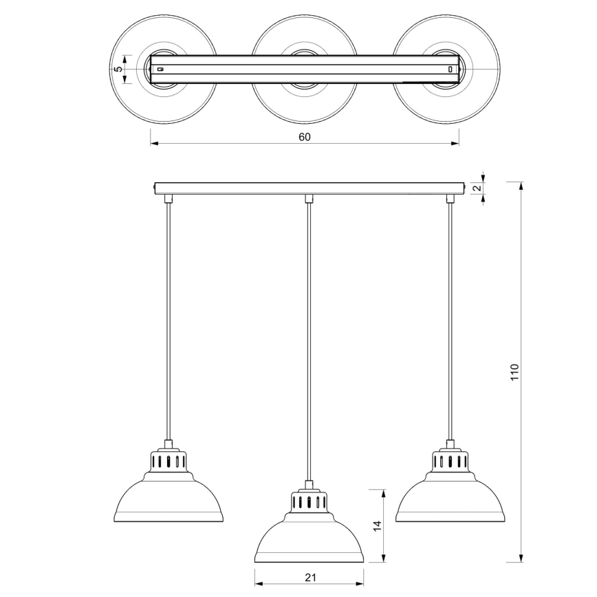 Juhtmega ripplamp SVEN 3xE27/15W/230V burgundipunane
