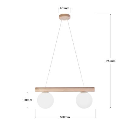 Juhtmega ripplamp WOODSTOCK 2xE27/15W/230V puit/kreem